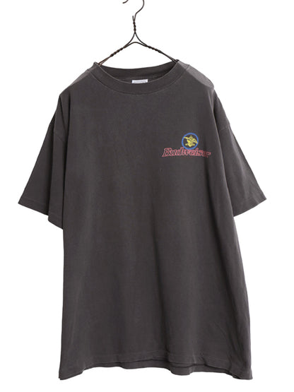 90s USA製 ★ バドワイザー カエル イラスト プリント Tシャツ メンズ XL / 古着 オールド キャラクター ビール 企業物 当時物 アニマル 黒
