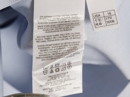 ブルックスブラザーズ 長袖 シャツ メンズ L MILANO FIT ストレッチ スーピマ コットン オックスフォード 無地 ワイシャツ ドレス ブルー 