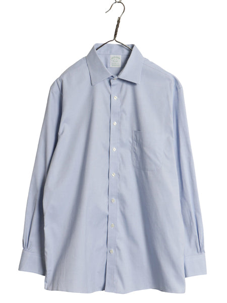 ブルックスブラザーズ 長袖 シャツ メンズ L MILANO FIT ストレッチ スーピマ コットン オックスフォード 無地 ワイシャツ ドレス ブルー 