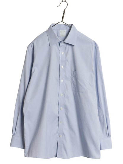 ブルックスブラザーズ 長袖 シャツ メンズ L MILANO FIT ストレッチ スーピマ コットン オックスフォード 無地 ワイシャツ ドレス ブルー 