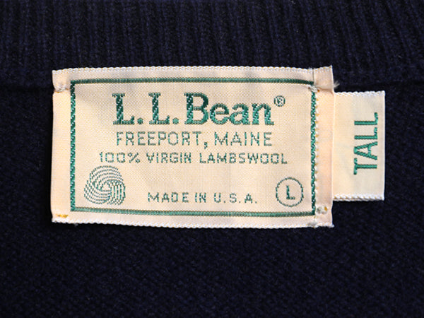 80s USA製 エルエルビーン ラム ウール ニット ベストメンズ L レディース XL ヴィンテージ Vネック プルオーバー セーター 無地 重ね着 紺