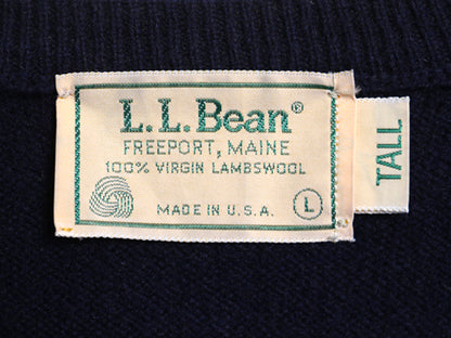 80s USA製 エルエルビーン ラム ウール ニット ベストメンズ L レディース XL ヴィンテージ Vネック プルオーバー セーター 無地 重ね着 紺