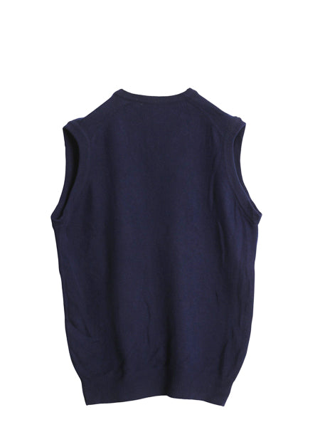 80s USA製 エルエルビーン ラム ウール ニット ベストメンズ L レディース XL ヴィンテージ Vネック プルオーバー セーター 無地 重ね着 紺