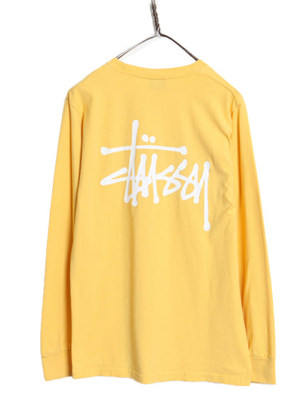ステューシー 両面 プリント 長袖 Tシャツ メンズ S ベーシック ロゴ ロングスリーブ ロンT ヘビーウェイト コットン シンプル カットソー