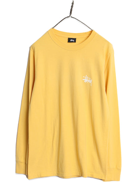 ステューシー 両面 プリント 長袖 Tシャツ メンズ S ベーシック ロゴ ロングスリーブ ロンT ヘビーウェイト コットン シンプル カットソー