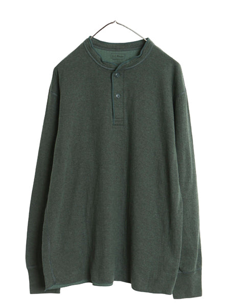 エルエルビーン ヘンリーネック 長袖 Tシャツ メンズ L 古着 TRADITIONAL FIT 無地 ロンT アンダーシャツ 2レイヤー カットソー グリーン