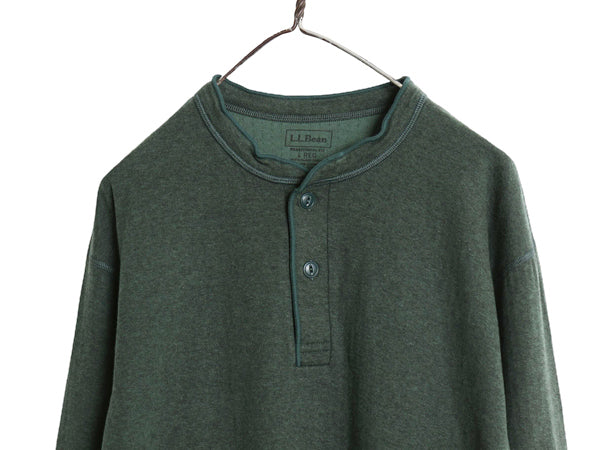 エルエルビーン ヘンリーネック 長袖 Tシャツ メンズ L 古着 TRADITIONAL FIT 無地 ロンT アンダーシャツ 2レイヤー カットソー グリーン