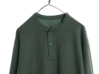 エルエルビーン ヘンリーネック 長袖 Tシャツ メンズ L 古着 TRADITIONAL FIT 無地 ロンT アンダーシャツ 2レイヤー カットソー グリーン
