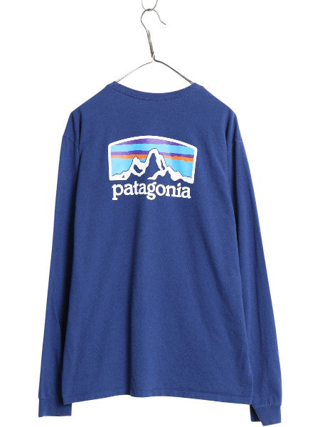 パタゴニア 両面 プリント 長袖 Tシャツ メンズ M 古着 20年製 アウトドア ロンT ロングスリーブ グラフィック アート イラスト カットソー