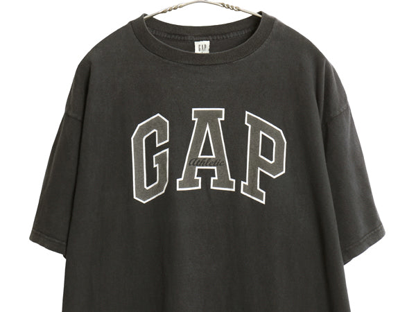 00s USA製 オールド ギャップ プリント 半袖 Tシャツ メンズ レディース L クルーネック ヘビーウェイト コットン カットソー トップス 黒