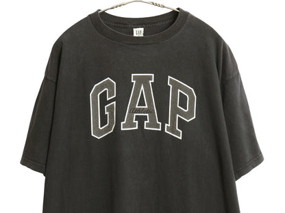 00s USA製 オールド ギャップ プリント 半袖 Tシャツ メンズ レディース L クルーネック ヘビーウェイト コットン カットソー トップス 黒