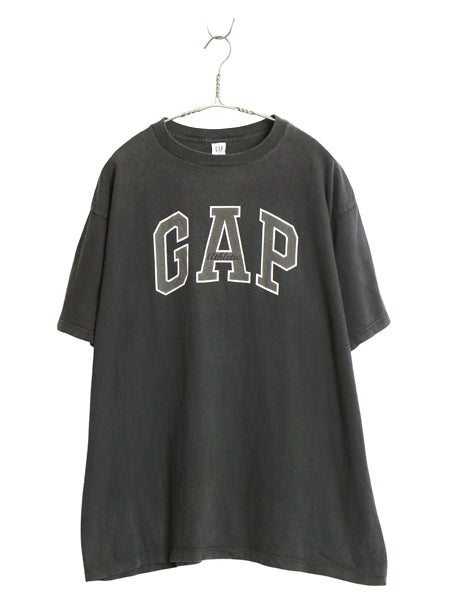 00s USA製 オールド ギャップ プリント 半袖 Tシャツ メンズ レディース L クルーネック ヘビーウェイト コットン カットソー トップス 黒