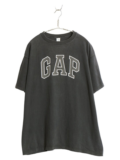 00s USA製 オールド ギャップ プリント 半袖 Tシャツ メンズ レディース L クルーネック ヘビーウェイト コットン カットソー トップス 黒