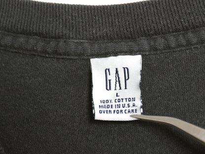 00s USA製 オールド ギャップ プリント 半袖 Tシャツ メンズ レディース L クルーネック ヘビーウェイト コットン カットソー トップス 黒