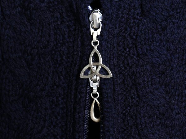 90s アイルランド製 aran crafts ケーブル ニット パーカー レディース M オールド メリノ ウール フルジップ ジャケット セーター ロング