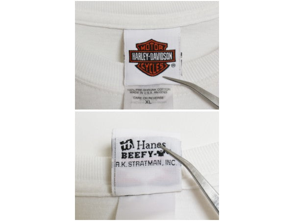 USA製 ハーレー ダビッドソン 4面 プリント 長袖Tシャツ メンズ XL オフィシャル ロンT バイク ファイヤー パターン イーグル 大きいサイズ