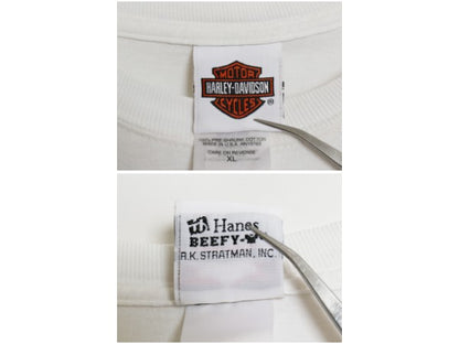 USA製 ハーレー ダビッドソン 4面 プリント 長袖Tシャツ メンズ XL オフィシャル ロンT バイク ファイヤー パターン イーグル 大きいサイズ