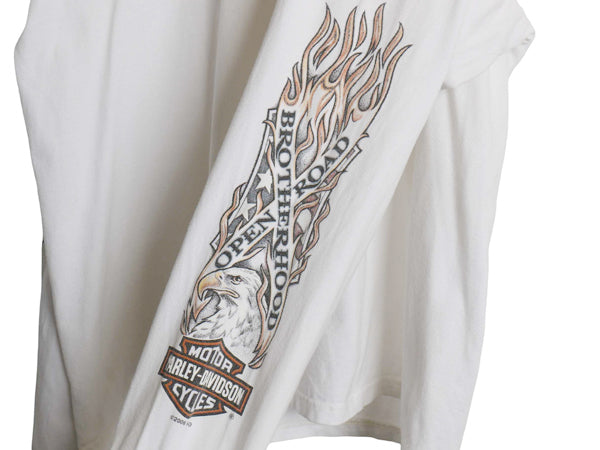 USA製 ハーレー ダビッドソン 4面 プリント 長袖Tシャツ メンズ XL オフィシャル ロンT バイク ファイヤー パターン イーグル 大きいサイズ