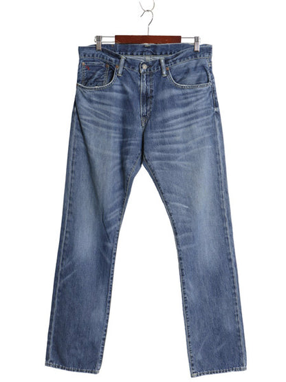 ポロ ラルフローレン デニム パンツ メンズ 32 32 / ヴィンテージ 加工 ジーンズ ジーパン ストレート 革パッチ ボトムス ヒゲ アタリ 赤耳
