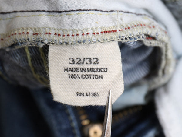 ポロ ラルフローレン デニム パンツ メンズ 32 32 / ヴィンテージ 加工 ジーンズ ジーパン ストレート 革パッチ ボトムス ヒゲ アタリ 赤耳