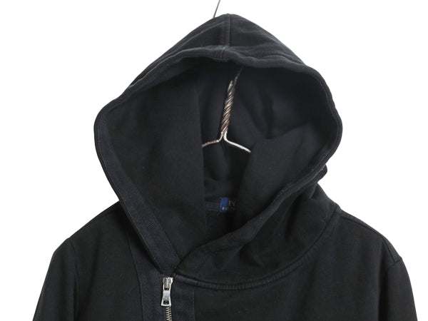 ポロ ラルフローレン フルジップ スウェット フード パーカー レディース M ミリタリー 革ジャン ライダーズ タイプ  トレーナー 裏起毛 黒