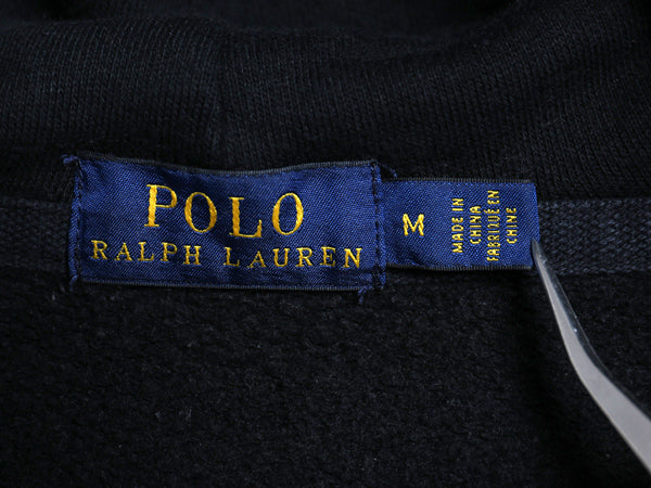 ポロ ラルフローレン フルジップ スウェット フード パーカー レディース M ミリタリー 革ジャン ライダーズ タイプ  トレーナー 裏起毛 黒