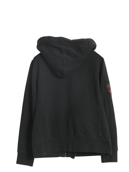 ポロ ラルフローレン フルジップ スウェット フード パーカー レディース M ミリタリー 革ジャン ライダーズ タイプ  トレーナー 裏起毛 黒