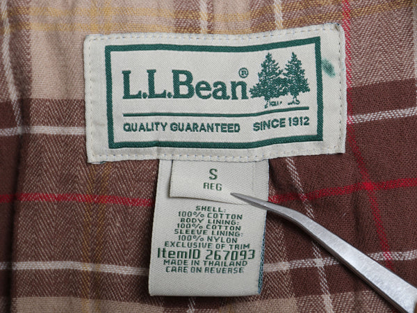 00s エルエルビーン ハンティング ジャケット レディース S 古着 オールド カバーオール ハーフ コート フランネル チェック ライナー付き