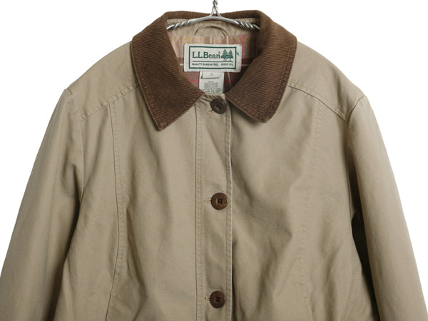 00s エルエルビーン ハンティング ジャケット レディース S 古着 オールド カバーオール ハーフ コート フランネル チェック ライナー付き