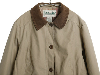 00s エルエルビーン ハンティング ジャケット レディース S 古着 オールド カバーオール ハーフ コート フランネル チェック ライナー付き