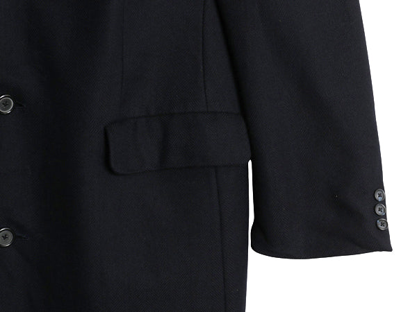 80s 90s ★ バーバリー プローサム チェスター コート メンズ XL スコットランド製毛 ヘリンボーン ウール カシミヤ テーラード ロング 紺