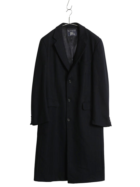 80s 90s ★ バーバリー プローサム チェスター コート メンズ XL スコットランド製毛 ヘリンボーン ウール カシミヤ テーラード ロング 紺