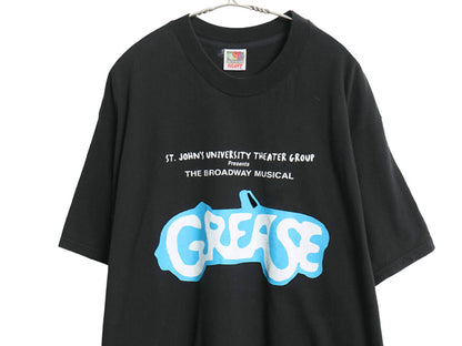 90s 00s グリース プリント Tシャツ メンズ XXL 程/ オールド ミュージカル 舞台 映画 ムービー イラスト カレッジ 大きいサイズ ブラック