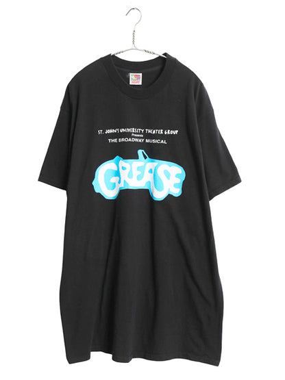 90s 00s グリース プリント Tシャツ メンズ XXL 程/ オールド ミュージカル 舞台 映画 ムービー イラスト カレッジ 大きいサイズ ブラック