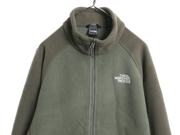 US企画 ノースフェイス フルジップ フリース ジャケット メンズ L 古着 アウトドア ジャンパー ブルゾン ハイネック ワンポイント ツートン