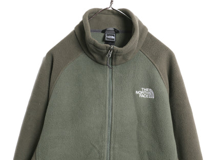 US企画 ノースフェイス フルジップ フリース ジャケット メンズ L 古着 アウトドア ジャンパー ブルゾン ハイネック ワンポイント ツートン
