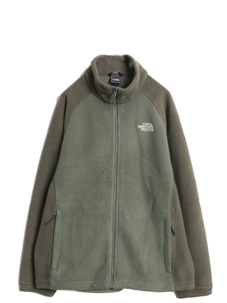 US企画 ノースフェイス フルジップ フリース ジャケット メンズ L 古着 アウトドア ジャンパー ブルゾン ハイネック ワンポイント ツートン