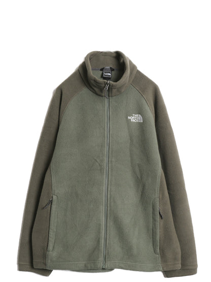 US企画 ノースフェイス フルジップ フリース ジャケット メンズ L 古着 アウトドア ジャンパー ブルゾン ハイネック ワンポイント ツートン