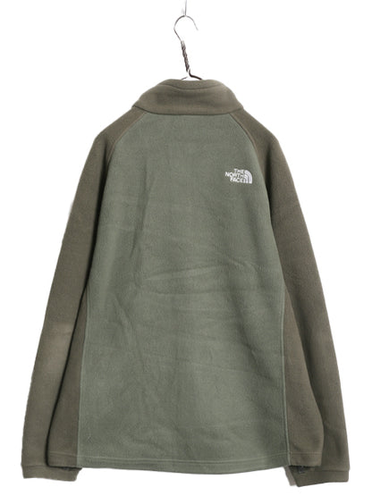 US企画 ノースフェイス フルジップ フリース ジャケット メンズ L 古着 アウトドア ジャンパー ブルゾン ハイネック ワンポイント ツートン