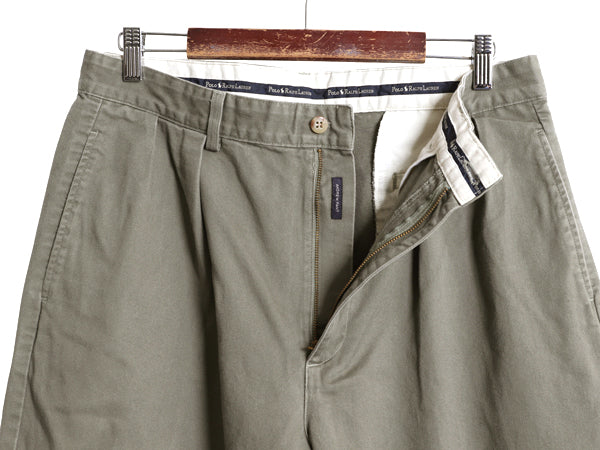 90s USA製 ポロ ラルフローレン コットン チノ パンツ 34 34 古着 オールド スラックス チノパン ストレート ツータック ポロチノ ボトムス