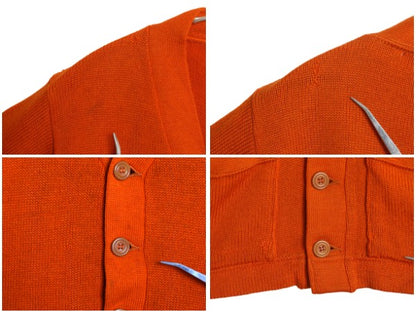 40s ★ SAND KNIT ウール ニット カーディガン メンズ S 程/ 古着 ヴィンテージ カレッジ レタード アワード セーター パチポケ オレンジ