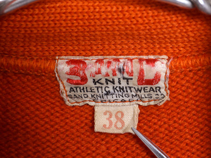 40s ★ SAND KNIT ウール ニット カーディガン メンズ S 程/ 古着 ヴィンテージ カレッジ レタード アワード セーター パチポケ オレンジ