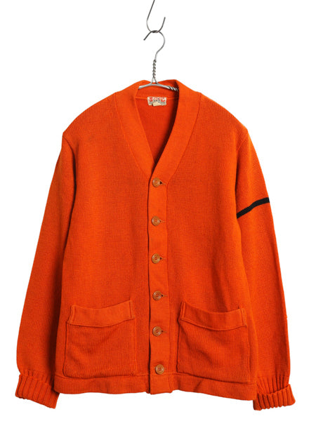 40s ★ SAND KNIT ウール ニット カーディガン メンズ S 程/ 古着 ヴィンテージ カレッジ レタード アワード セーター パチポケ オレンジ