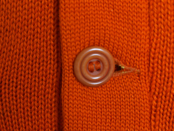 40s ★ SAND KNIT ウール ニット カーディガン メンズ S 程/ 古着 ヴィンテージ カレッジ レタード アワード セーター パチポケ オレンジ
