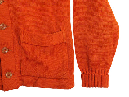 40s ★ SAND KNIT ウール ニット カーディガン メンズ S 程/ 古着 ヴィンテージ カレッジ レタード アワード セーター パチポケ オレンジ