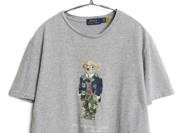 ポロベア ポロ ラルフローレン プリント 半袖 Tシャツ メンズ L キャラクター コットン カットソー シングルステッチ シンプル トップス 灰
