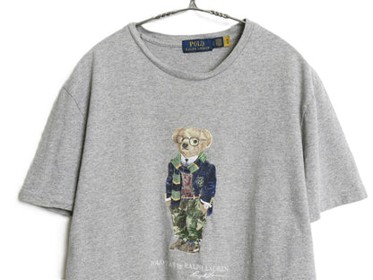 ポロベア ポロ ラルフローレン プリント 半袖 Tシャツ メンズ L キャラクター コットン カットソー シングルステッチ シンプル トップス 灰