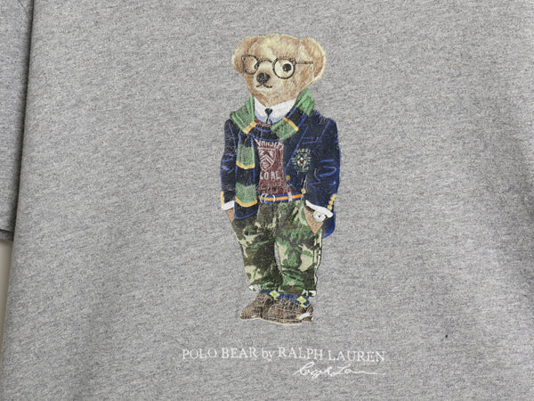 ポロベア ポロ ラルフローレン プリント 半袖 Tシャツ メンズ L キャラクター コットン カットソー シングルステッチ シンプル トップス 灰