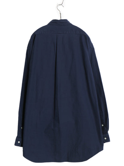 90s ラルフローレン 長袖 ボタンダウン シャツ メンズ XL 古着 オールド ポロ 長袖シャツ コットン ピケ ワイシャツ 大きいサイズ ネイビー