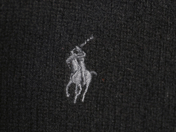 ポロ ラルフローレン Vネック ニット セーター メンズ XL ウール カシミヤ 長袖ニット ワンポイント 大きいサイズ シンプル ブラック 薄手